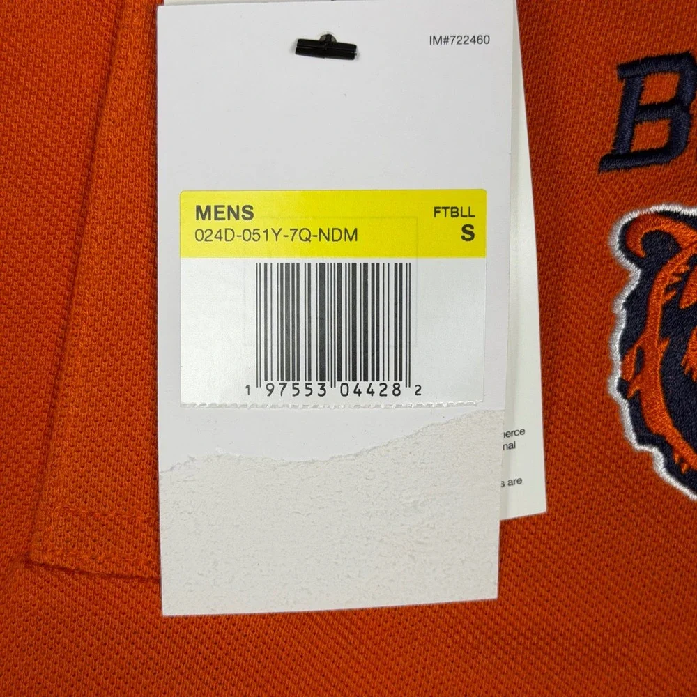 Nike NFL Chicago Bears Mens Polo Shirt Orange Navy Blue Colorblock Small NEW